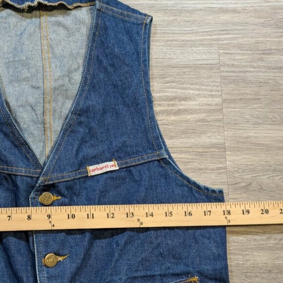 Vintage Carhartt Made In Canada 100% Cotton Denim Vest Size Extra Small / Small - Picture 5 of 6